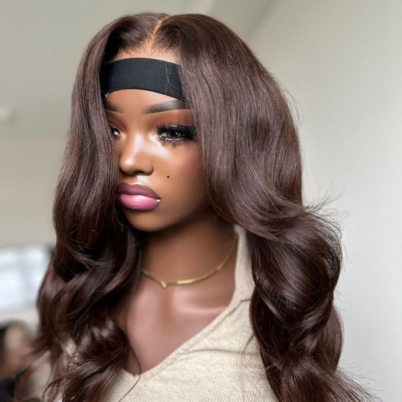 curled chocolate brown wig