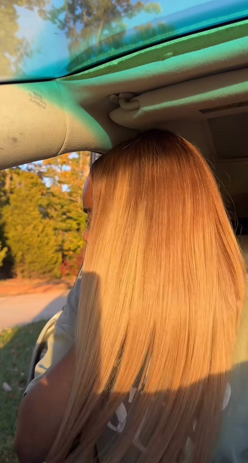 Blonde wig on brown skin