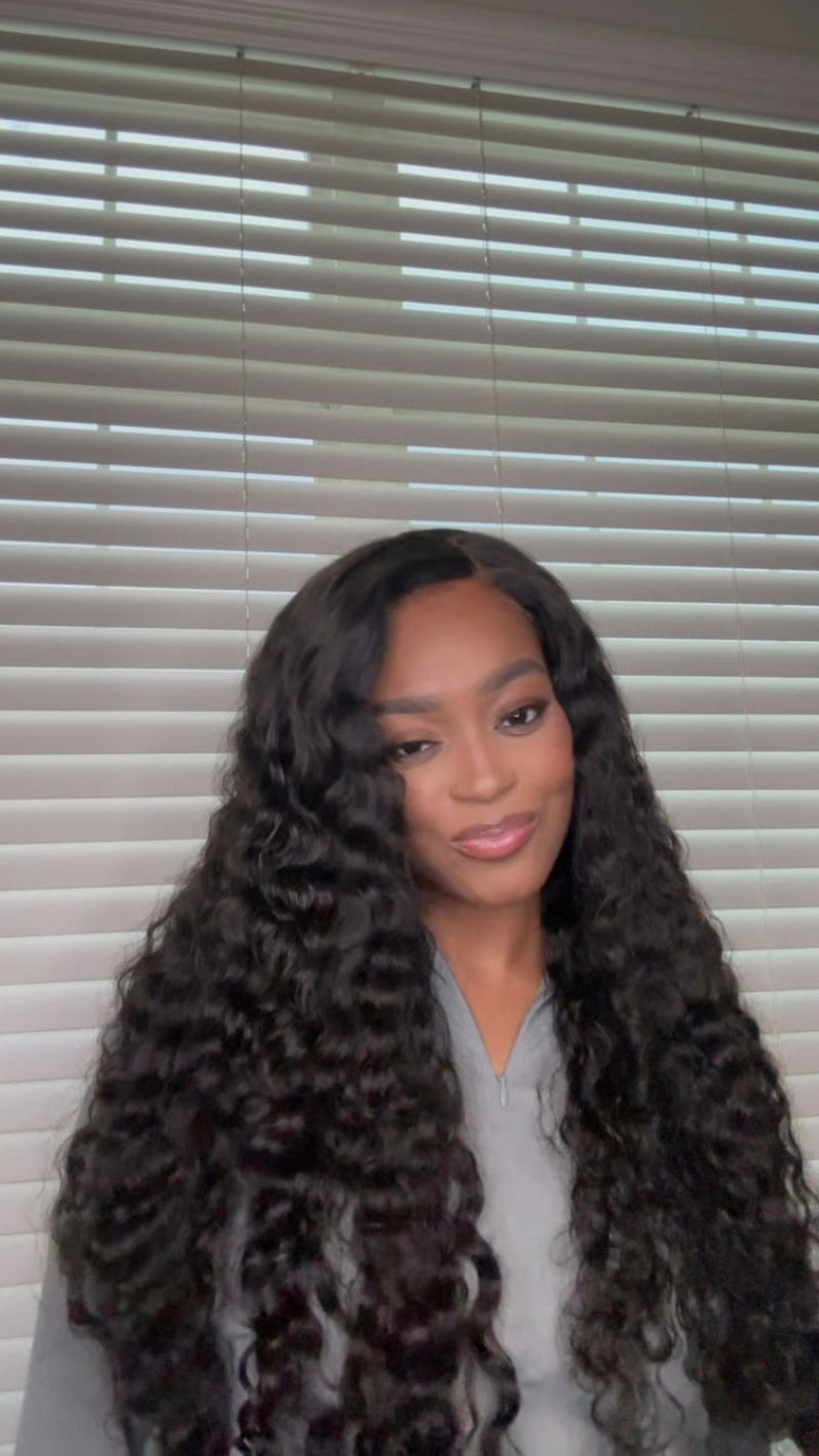 long curly black wig